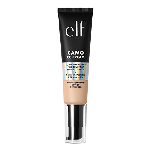 e.l.f. Camo CC Cream, Color-Correcting Full Coverage Foundation With SPF 30, Creates A Natural Finish, Vegan & Cruelty-Free, Fair 120 N, 1.05 Oz