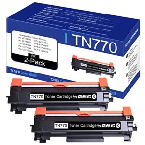 2 pack high yield tn770 tn-770 tn 770 compatible toner cartridge black replacement for dcp-l2550dw hl-l2350dw hl-l2370dw hl-l2390dw mfc-l2710dw mfc-l2750dw printer., tn770-2pk