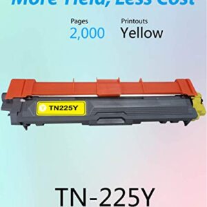 (1-Pack, Yellow) Much&More Compatible Toner Cartridge Replacement for Brother TN-225Y TN-225 TN225 Used for HL-3140CW 3150CDW 3170CDW MFC-9130CW DCP-9022CDW