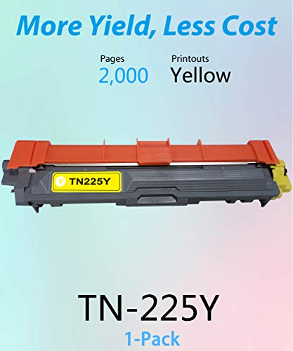 (1-Pack, Yellow) Much&More Compatible Toner Cartridge Replacement for Brother TN-225Y TN-225 TN225 Used for HL-3140CW 3150CDW 3170CDW MFC-9130CW DCP-9022CDW