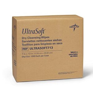 Medline ULTRASOFT713 Ultrasoft Disposable Dry Cleansing Cloth Wipe, Wipe Size 7" x 13" (Pack of 1200)