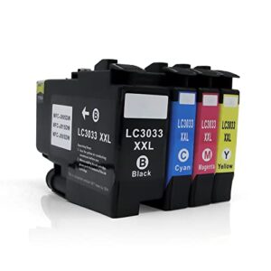 bj-ink lc3033xxl lc3033 lc3035 compatible ink cartridges replacement for brother mfc-j995dw mfc-j995dwxl mfc-j815dw, mfc-j805dw, mfc-j805dwxl printer (black, cyan, magenta, yellow, 4-pack)
