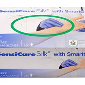 Medline MDS2586H SensiCare Silk Nitrile Exam Gloves, Disposable Gloves with Smartguard Film, Large, Blue (Pack of 250)