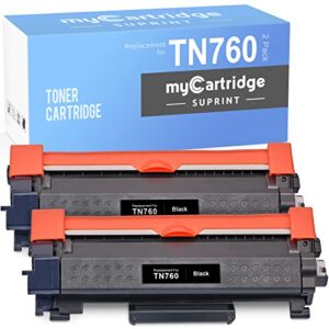 tn760 remanufactured toner cartridge replacement for brother tn760 tn-760 tn730 black high yield mfc-l2710dw mfc-l2750dw hl-l2370dw mfc-l2750dw hl-l2350dw hl-l2370dw dcp-l2550dw printer 2-pack tn 760