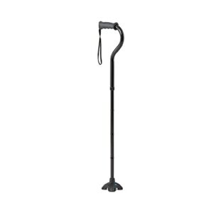 Medline Offset Folding Cane, 4-Point Base With Cushioned Gel Handle, Supports Up To 350 Lbs, Black