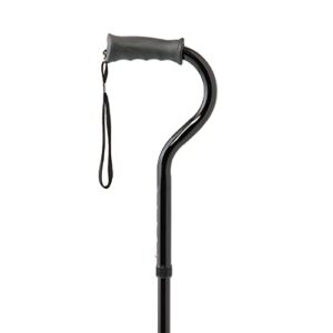 Medline Offset Folding Cane, 4-Point Base With Cushioned Gel Handle, Supports Up To 350 Lbs, Black