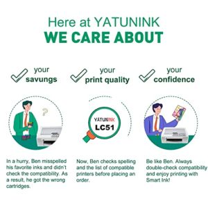 YATUNINK Compatible Ink Cartridge Replacment for Brother LC51BK Ink Cartridge LC51 Ink Cartridges for Brother MFC-230C MFC-240C MFC-440CN MFC-465CN MFC-665CW MFC-685CW MFC-845CW Printer Ink(5 Black)