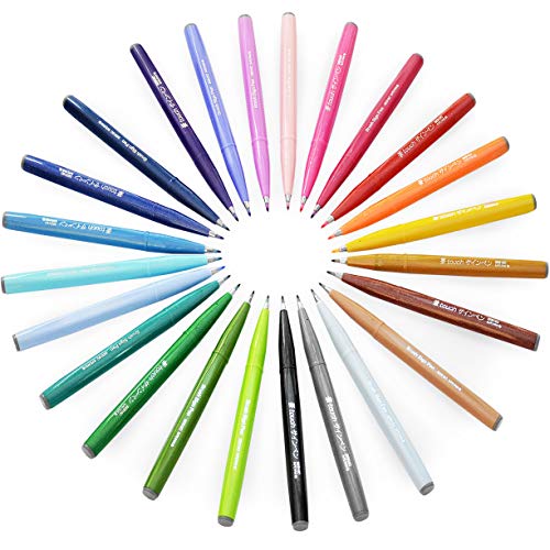 Pentel Fude Brush Sign Pen SES15C - Fibre Tip - Full Range Set - 24 Bright & Pastel colors