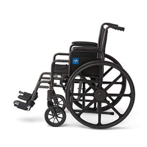 Medline Strong and Sturdy Wheelchair with Desk-Length Arms and Swing-Away Leg Rests for Easy Transfers, 16” Seat