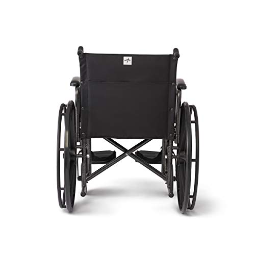 Medline Strong and Sturdy Wheelchair with Desk-Length Arms and Swing-Away Leg Rests for Easy Transfers, 16” Seat