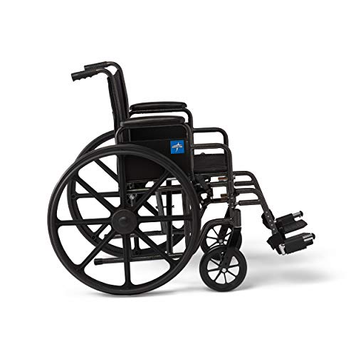 Medline Strong and Sturdy Wheelchair with Desk-Length Arms and Swing-Away Leg Rests for Easy Transfers, 16” Seat