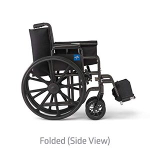 Medline Strong and Sturdy Wheelchair with Desk-Length Arms and Swing-Away Leg Rests for Easy Transfers, 16” Seat