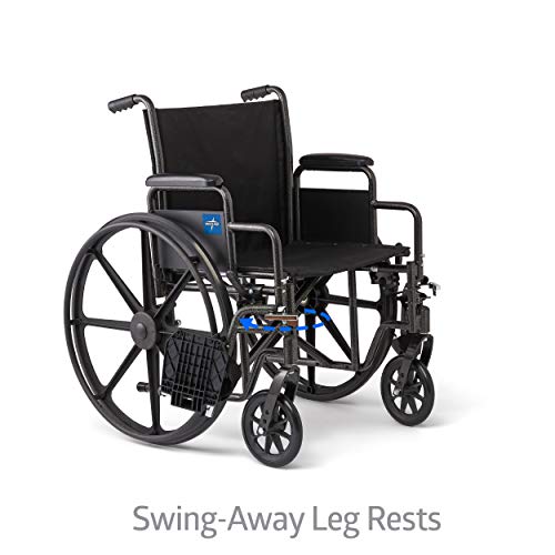 Medline Strong and Sturdy Wheelchair with Desk-Length Arms and Swing-Away Leg Rests for Easy Transfers, 16” Seat