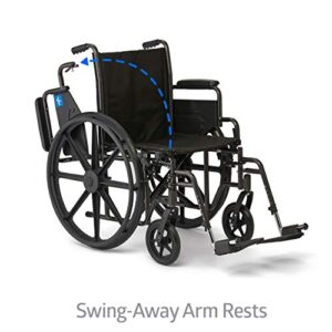 Medline Strong and Sturdy Wheelchair with Desk-Length Arms and Swing-Away Leg Rests for Easy Transfers, 16” Seat