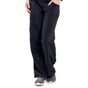 ave women’s medical scrub pants, pacific ave, slimming straight leg style scrub pant, cargo pockets, great for nurses, black, x-small petite