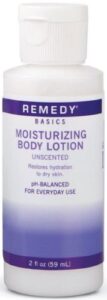 medline remedy essentials moisturizing body lotion, unscented, 2 oz