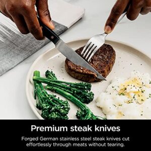 Ninja K52015 Foodi NeverDull 15 Piece Premium Knife System, Wood Series Block, German Stainless Steel, with Built-in Sharpener, Stainless Steel/Walnut