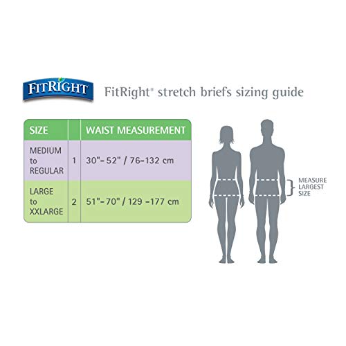 Medline - FRSE2 FitRight Stretch Extra Adult Diapers, Disposable Incontinence Briefs with Tabs, Moderate Absorbency, Large / X-Large, 51"-70", 4 packs of 20 (80 total)