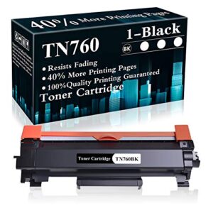 1 black tn760 toner cartridge replacement for brother dcp-l2550dw mfc-l2710dw l2750dw l2750dwxl hl-l2350dw hl-l2370dw l2390dw l2395dw printer,sold by topink