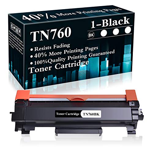 1 Black TN760 Toner Cartridge Replacement for Brother DCP-L2550DW MFC-L2710DW L2750DW L2750DWXL HL-L2350DW HL-L2370DW L2390DW L2395DW Printer,Sold by TopInk