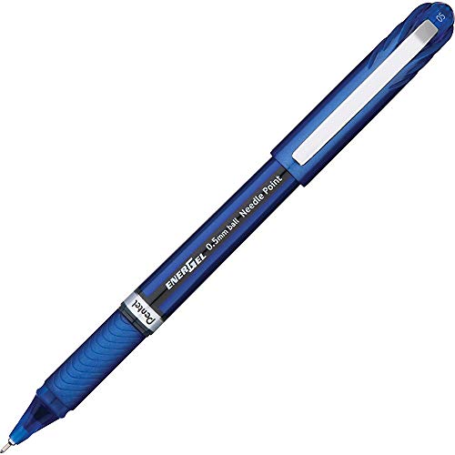 Pentel EnerGel NV Gel Ink Pen, (0.5mm), Fine Point Capped, Needle Tip, Blue Ink, Box of 12 (BLN25-C)