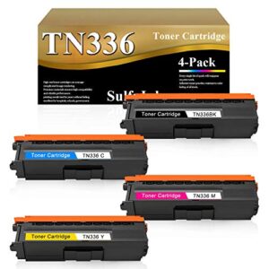 compatible tn336 tn-336 toner cartridge (bk/c/m/y, 4-pack) replacement for hl-l8350cdwt l9200cdw mfc-l8600cdw l8650cdw dcp-9270cdn l8450cdw l8400cdn laser printer.