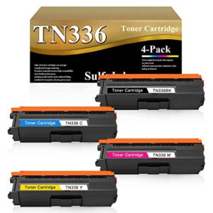 Compatible TN336 TN-336 Toner Cartridge (BK/C/M/Y, 4-Pack) Replacement for HL-L8350CDWT L9200CDW MFC-L8600CDW L8650CDW DCP-9270CDN L8450CDW L8400CDN Laser Printer.