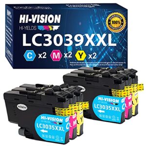 hi-vision hi-yields color-set compatible ink cartridges replacement for brother 3039xxl lc3039xxl for mfc-j5845dw, mfc-j5845dw xl, mfc-j5945dw, mfc-j6545dw, mfc-j6545dw xl, mfc-j6945dw, (2c, 2m, 2y)
