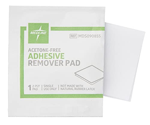 Medline Adhesive Remover Pad, Acetone-Free, Sterile 2-Ply Pad, 100 Count