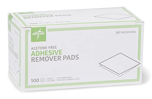 Medline Adhesive Remover Pad, Acetone-Free, Sterile 2-Ply Pad, 100 Count