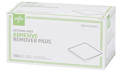 Medline Adhesive Remover Pad, Acetone-Free, Sterile 2-Ply Pad, 100 Count