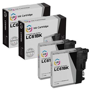 ld products compatible ink cartridge replacement for brother lc61bk (black, 2-pack)