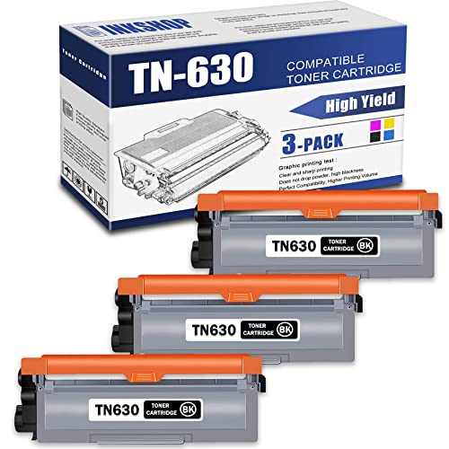 TN630 Compatible TN-630 Black Toner Cartridge Replacement for Brother TN-630 HL-L2300D HL-L2305W MFC-L2680W MFC-L2685DW DCP-L2520DW DCP-L2540DW Toner.(3 Pack)