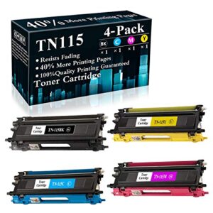 4-pack (bk/c/m/y) tn115 tn115bk tn115c tn115m tn115y compatible toner cartridge replacement for brother hl-4070cdw 4040cn 4050cdn mfc-9440cn 9450cdn dcp-9040cn 9045cdn 9042cdn printer,sold by topink