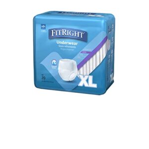 FitRight Super Adult Incontinence Underwear, Maximum Absorbency, X-Large, 56-68, 4 Packs of 20 (80 Total)