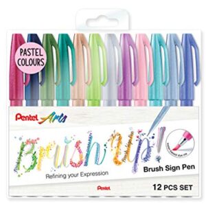 Pentel Brush Sign Pen Pastel colors SES15C - Brush Nib - Fibre Tip