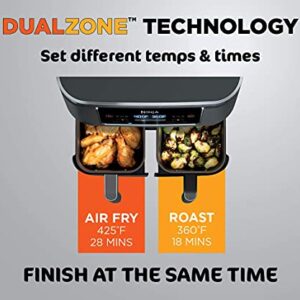 Ninja DZ201 Foodi 6-in-1 2-Basket Air Fryer with DualZone Technology, 8-Quart Capacity, and a Dark Grey Stainless Finish (Dark Grey Stainless) (Renewed)