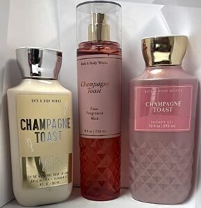 bath and body works – champagne toast – daily trio – shower gel, fine fragrance mist & super smooth body lotion