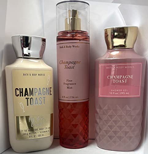 Bath and Body Works - Champagne Toast - Daily Trio - Shower Gel, Fine Fragrance Mist & Super Smooth Body Lotion