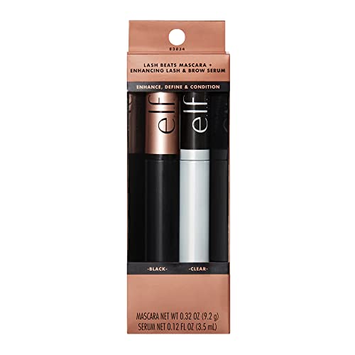 e.l.f. Cosmetics Lash Beats Mascara & Lash Serum Bundle, Defining, Lengthening Mascara & Lash & Brow Enhancing Serum, Makes Lashes Appear Thick & Defined