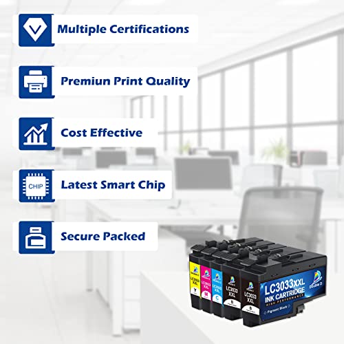 DOUBLE D LC3033 Ink Cartridges Upgraded Compatible Replacement for Brother LC3033 LC3033XXL 3033 LC3035 3035 for Brother MFC-J995DW MFC-J805DW MFC-J815DW MFC-J995DWXL MFC-J805DWX (2BK/C/M/Y, 5 Pack)