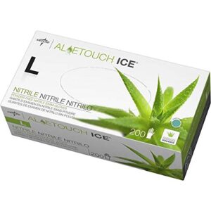medline aloetouch ice nitrile gloves, large (pack of 200)