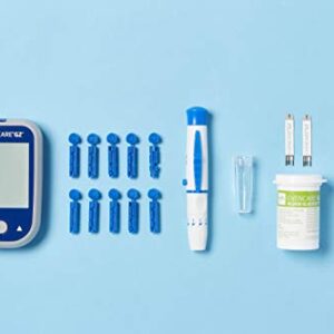 Medline EvenCare G2 Blood Glucose Monitor Starter Kit, Diabetic Care, 6 Sec Results, Meter, Lancing Device & Lancets, Test Strips, Batteries, Guide, Carrying Case, Logbook, Voice Guidance