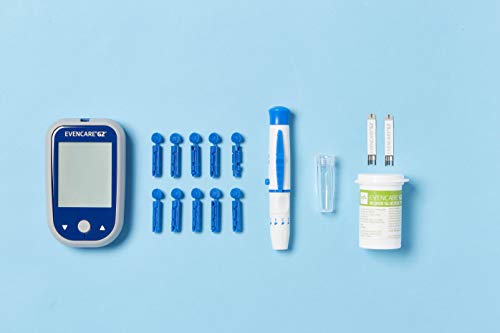 Medline EvenCare G2 Blood Glucose Monitor Starter Kit, Diabetic Care, 6 Sec Results, Meter, Lancing Device & Lancets, Test Strips, Batteries, Guide, Carrying Case, Logbook, Voice Guidance