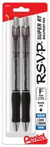 pentel rsvp super rt ballpoint pen, (0.7mm) fine line, black ink, 2-pk – bx477bp2a