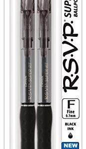 Pentel RSVP Super RT Ballpoint Pen, (0.7mm) Fine Line, Black Ink, 2-Pk - BX477BP2A