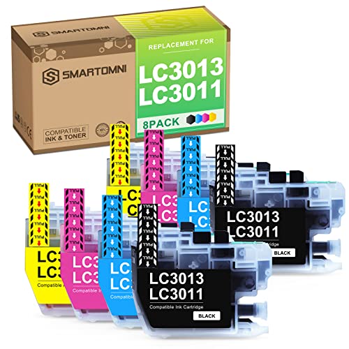 S SMARTOMNI Compatible Ink Cartridge Replacement for Brother LC3013 Ink Cartridge Color 8-Pack (2K2C2M2Y) Set for Brother mfc-j491dw mfc-j497dw mfc-j690dw mfc-j895dw Printer Black Cyan Magenta Yellow