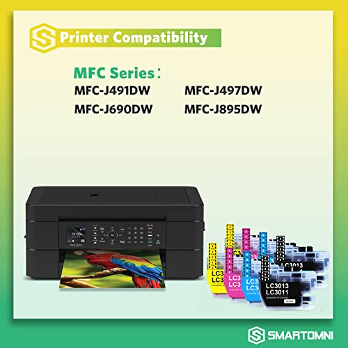 S SMARTOMNI Compatible Ink Cartridge Replacement for Brother LC3013 Ink Cartridge Color 8-Pack (2K2C2M2Y) Set for Brother mfc-j491dw mfc-j497dw mfc-j690dw mfc-j895dw Printer Black Cyan Magenta Yellow