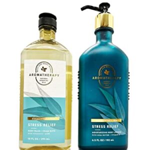 Bath & Body Works Aromatherapy Stress Relief Eucalyptus Tea Body Lotion, Body Wash and Foam Bath with Natural Essential Oils Pack of 2