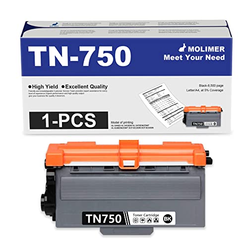 MOLIMER TN-750 TN750 High Yield Toner Cartridge TN750 Compatible Replacement for HL-5440D 5450DN 5470DW/DWT DCP-8110DN 8150DN 8155DN MFC-8710DW 8810DW 8910DW Printer (1 Pack, Black)